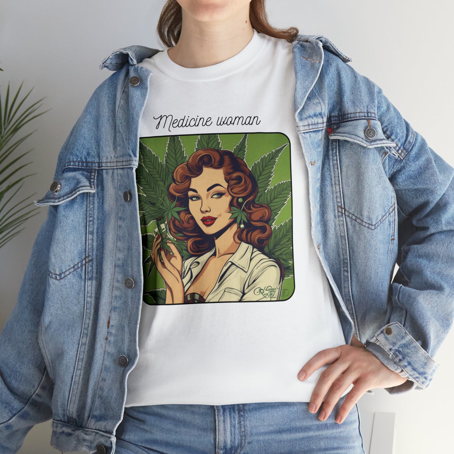 Unisex Heavy Cotton Tee Cannabis Enthusiast Medicine Woman Series No. 10