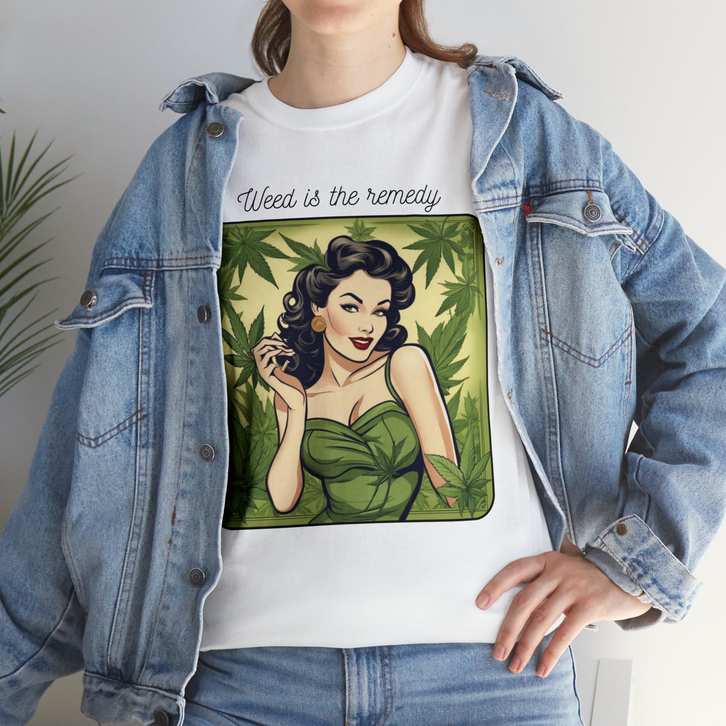 Unisex Heavy Cotton Tee Cannabis Enthusiast Series No. 23 Weed is The Remedy