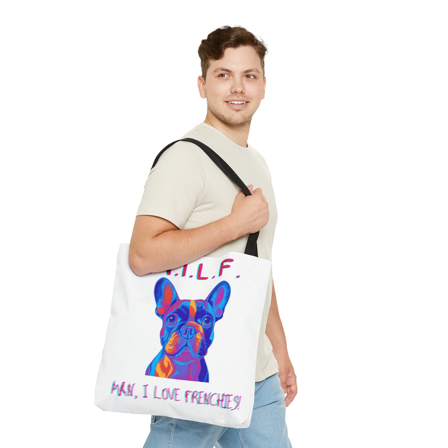Man, I Love My Frenchie! M.I.L.F. Tote Bag (AOP)