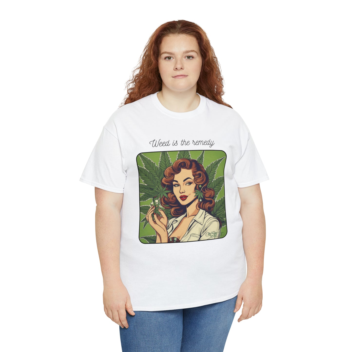 Unisex Heavy Cotton Tee Cannabis Enthusiast Series No. 22 Weed is The Remedy
