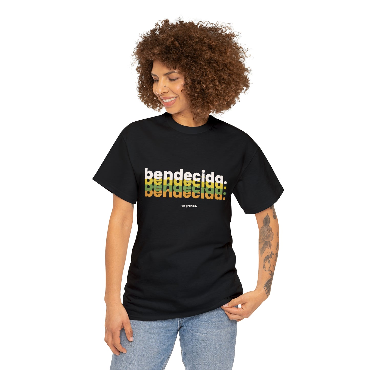Bendecida En Grande Graphic Tshirt Unisex Heavy Cotton Tee