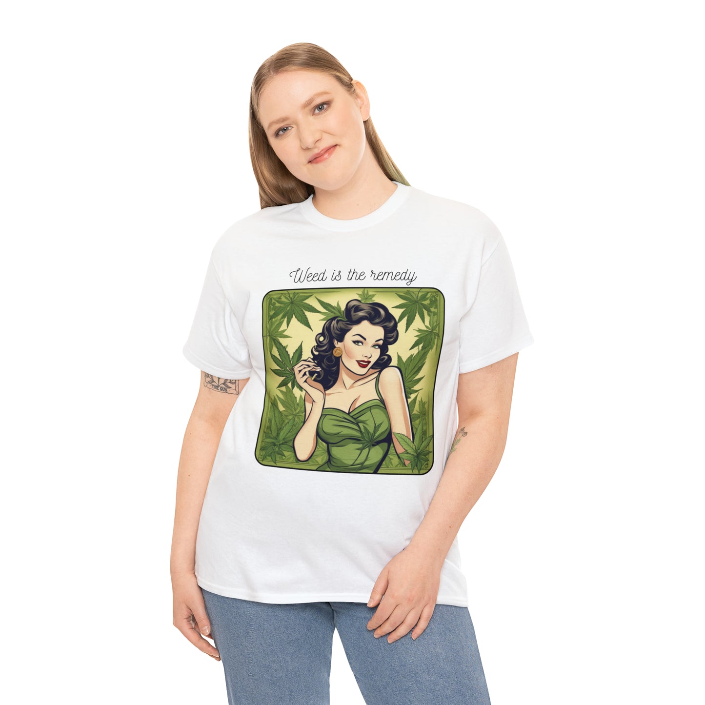 Unisex Heavy Cotton Tee Cannabis Enthusiast Series No. 23 Weed is The Remedy