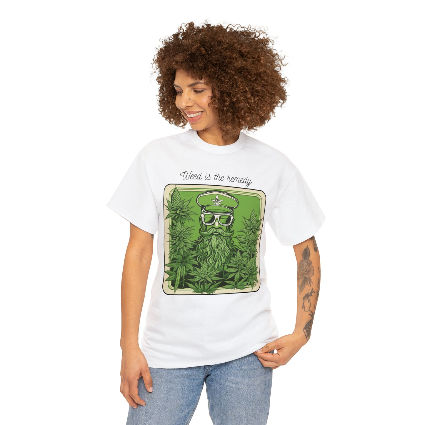 Unisex Heavy Cotton Tee Cannabis Enthusiast Series No. 15 Weed is The Remedy