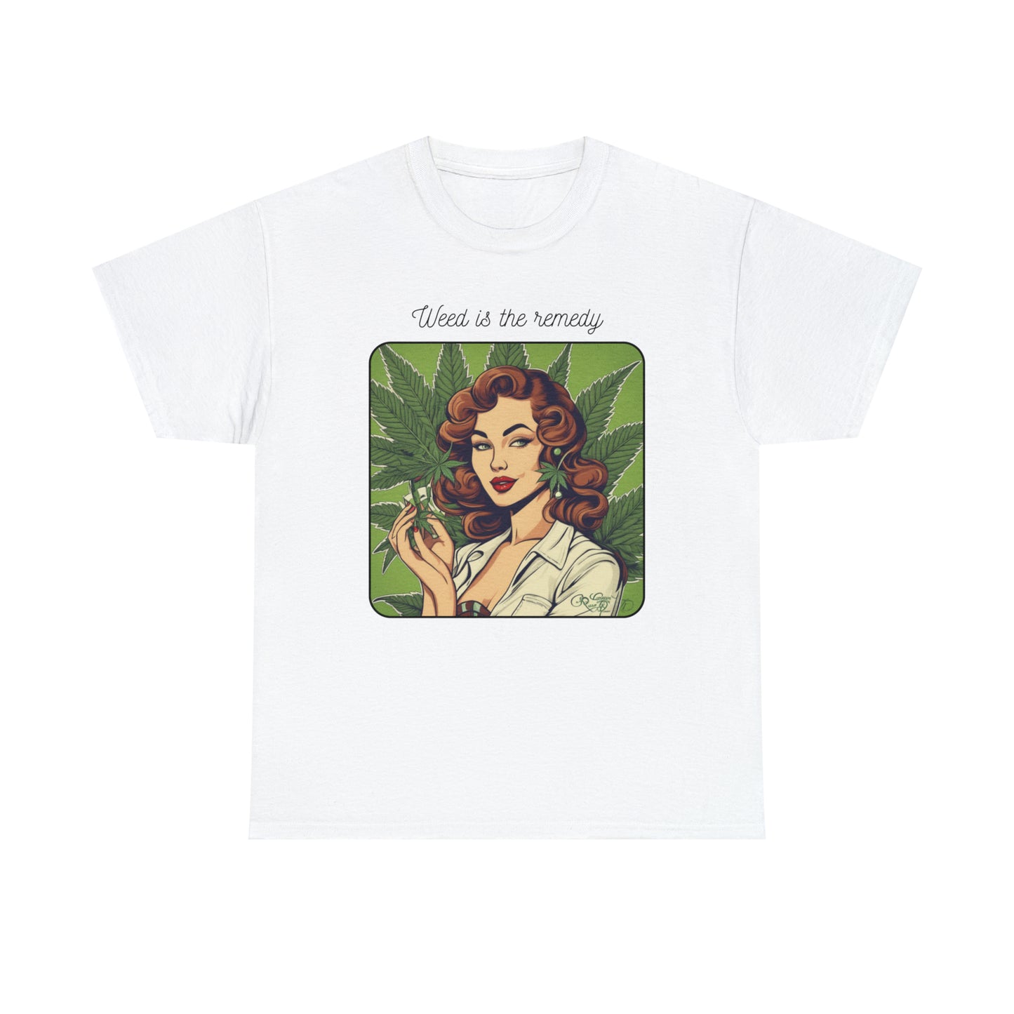 Unisex Heavy Cotton Tee Cannabis Enthusiast Series No. 22 Weed is The Remedy