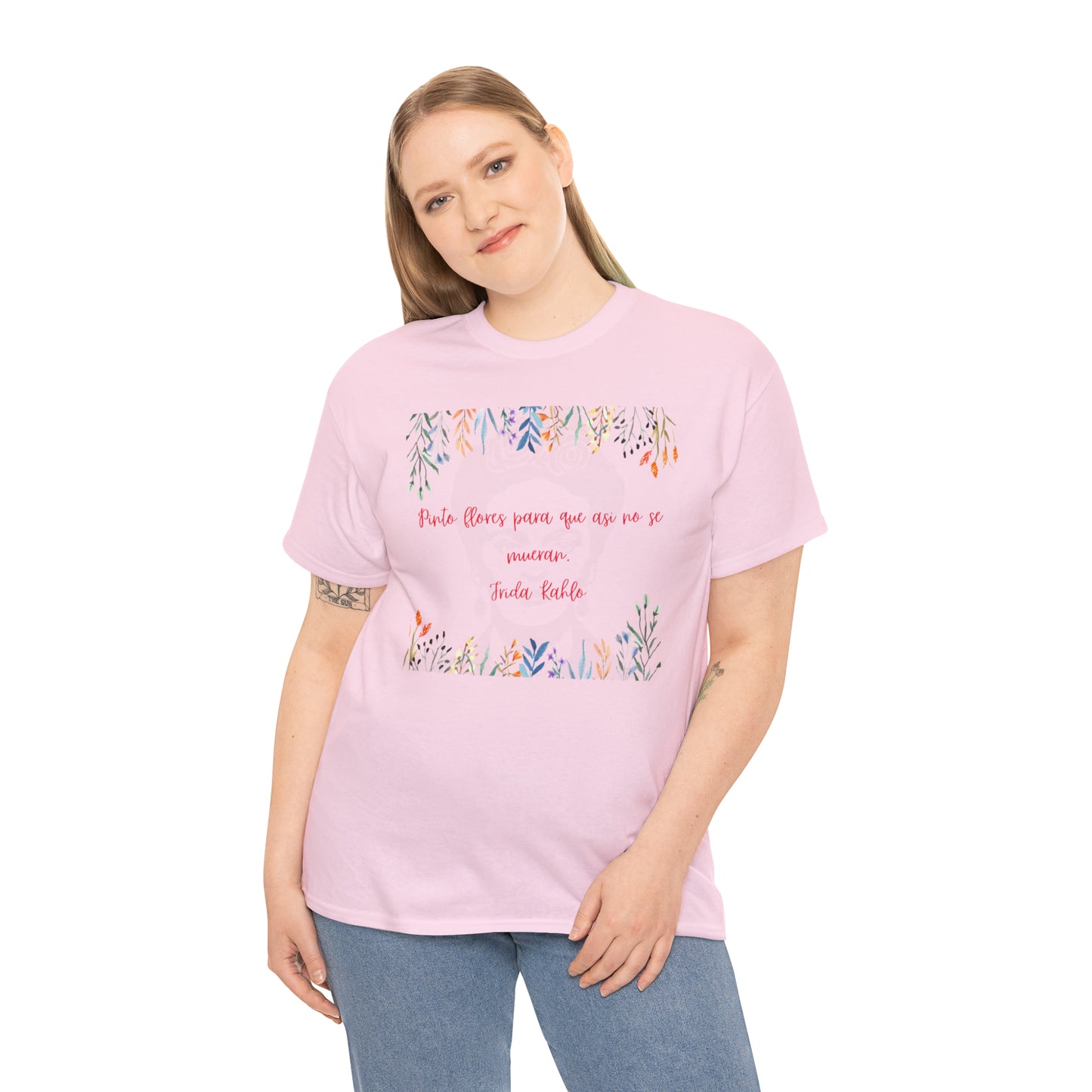 Pinto Flores Frida Kahlo Graphic Tshirt Unisex Heavy Cotton Tee