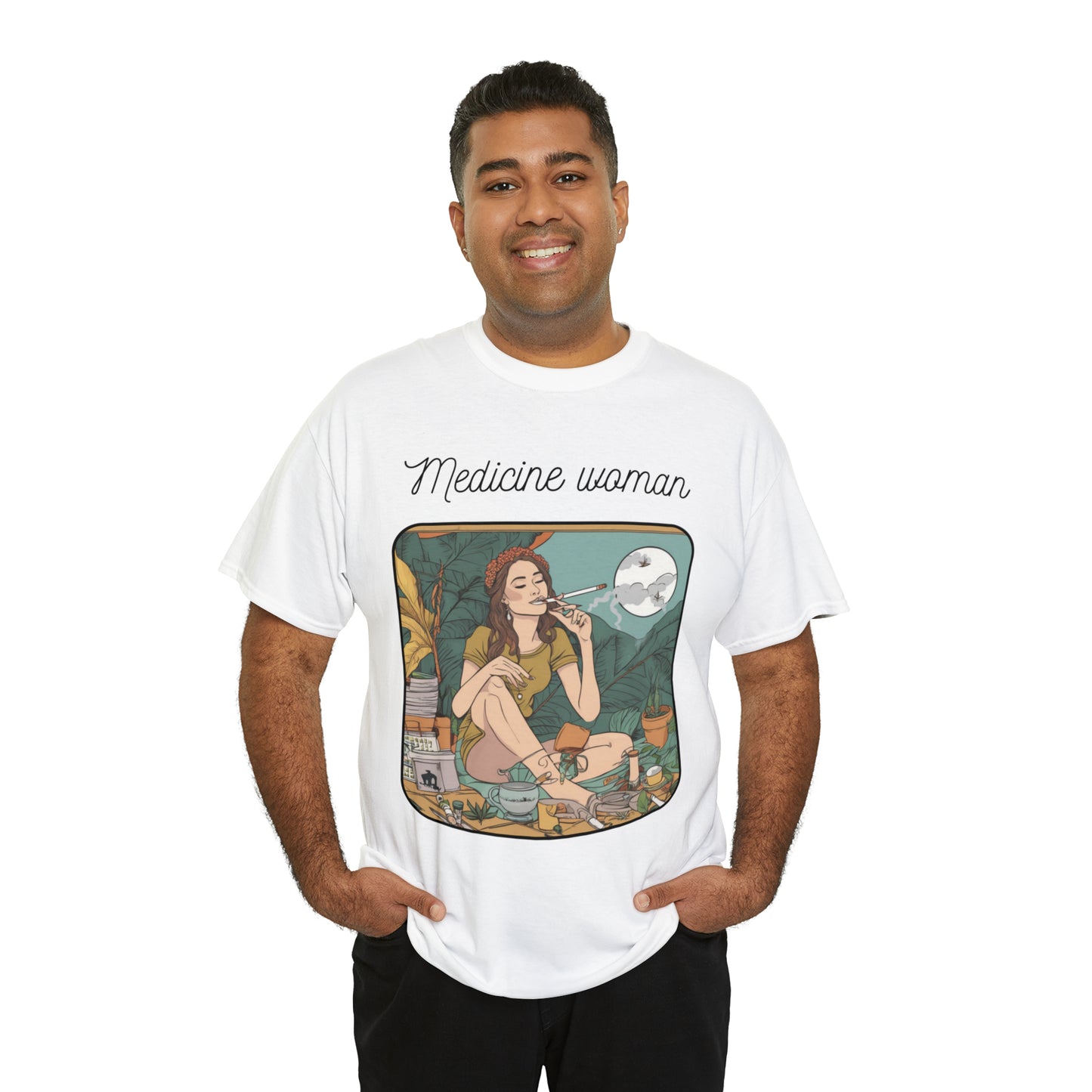Unisex Heavy Cotton Tee Cannabis Enthusiast Medicine Woman Series No. 2