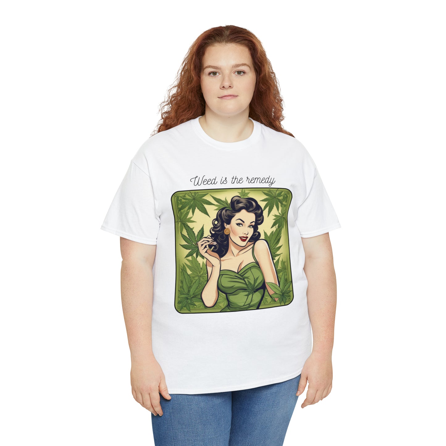 Unisex Heavy Cotton Tee Cannabis Enthusiast Series No. 23 Weed is The Remedy