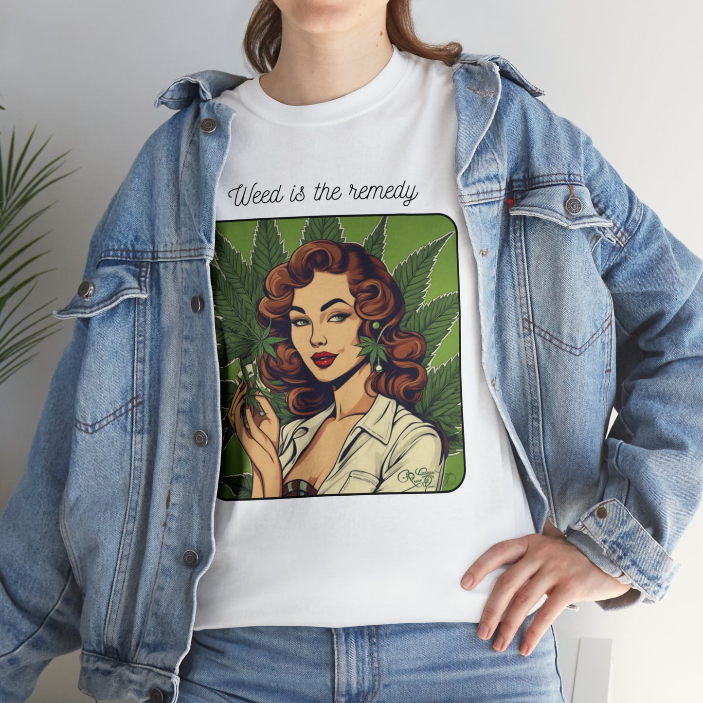 Unisex Heavy Cotton Tee Cannabis Enthusiast Series No. 22 Weed is The Remedy