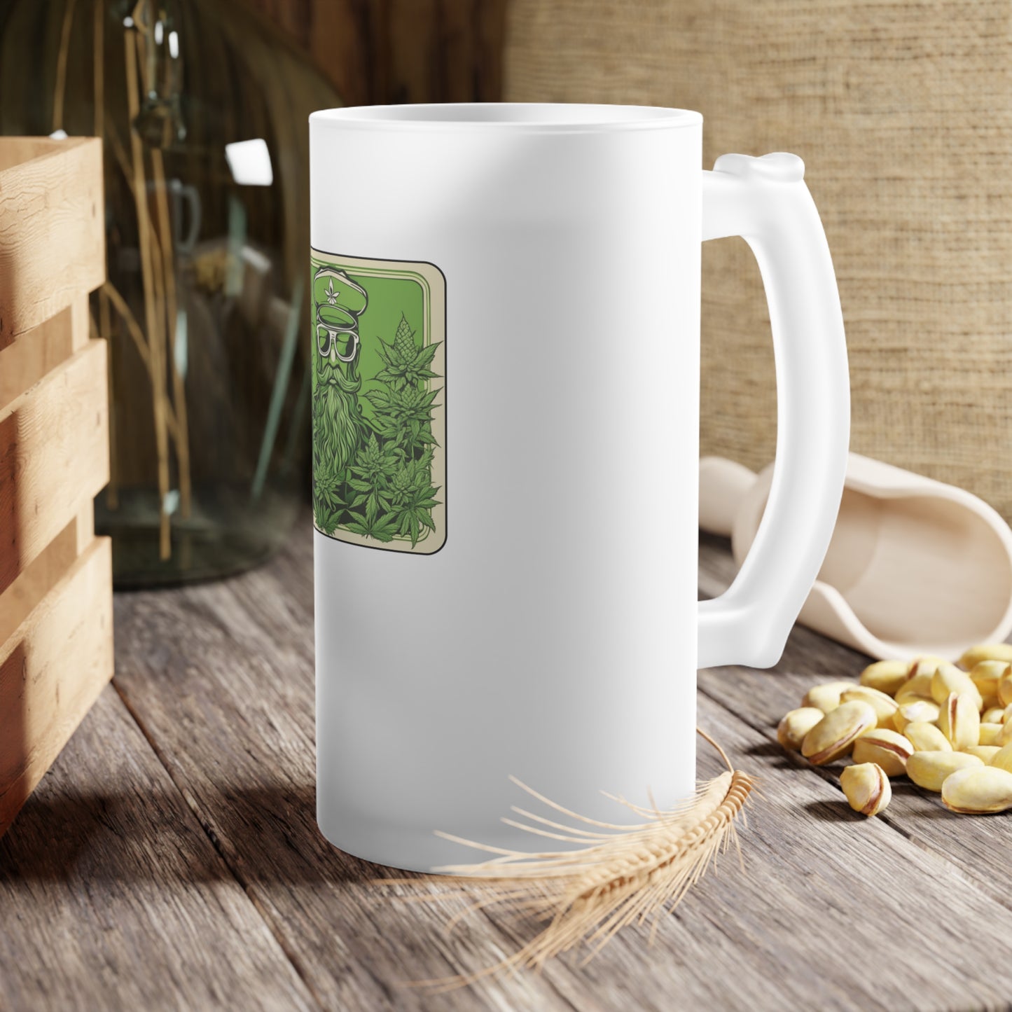 Frosted Glass Beer Mug Cannabis Enthusiast Series