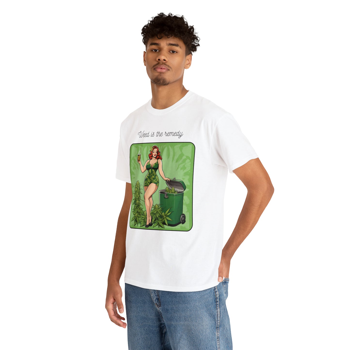 Unisex Heavy Cotton Tee Cannabis Enthusiast Series No. 24 Weed is The Remedy