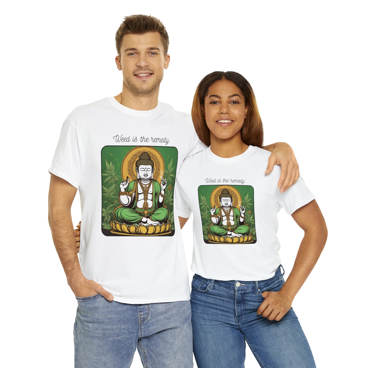 Unisex Heavy Cotton Tee Cannabis Enthusiast Series No. 18 Weed is The Remedy