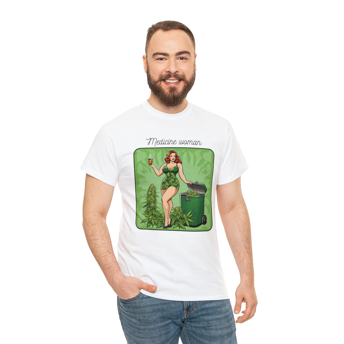 Unisex Heavy Cotton Tee Cannabis Enthusiast Medicine Woman Series No. 12