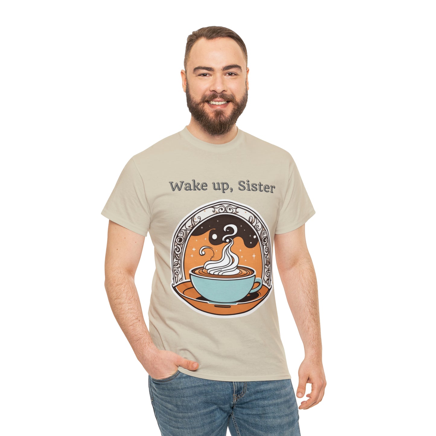 Unisex Heavy Cotton Tee Wake Up, Sister Brew