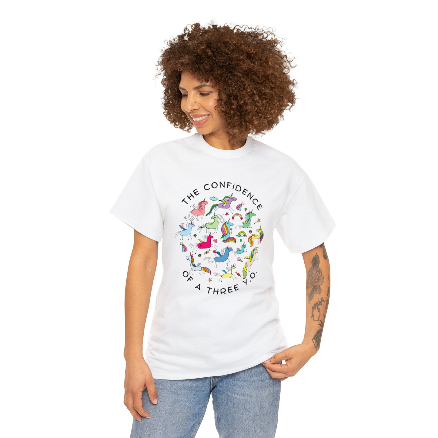 The Confidence of A Three Year Old Graphic Tshirt Unisex Heavy Cotton Tee