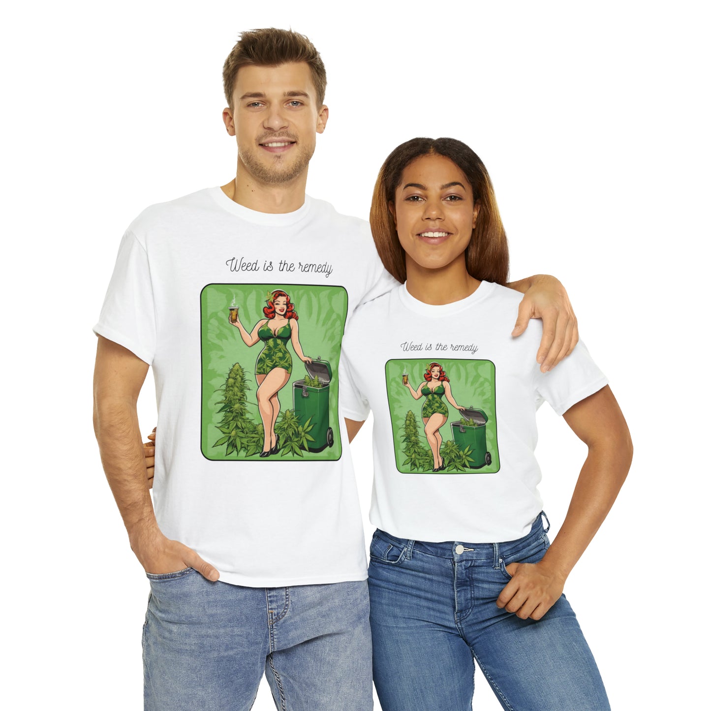 Unisex Heavy Cotton Tee Cannabis Enthusiast Series No. 24 Weed is The Remedy