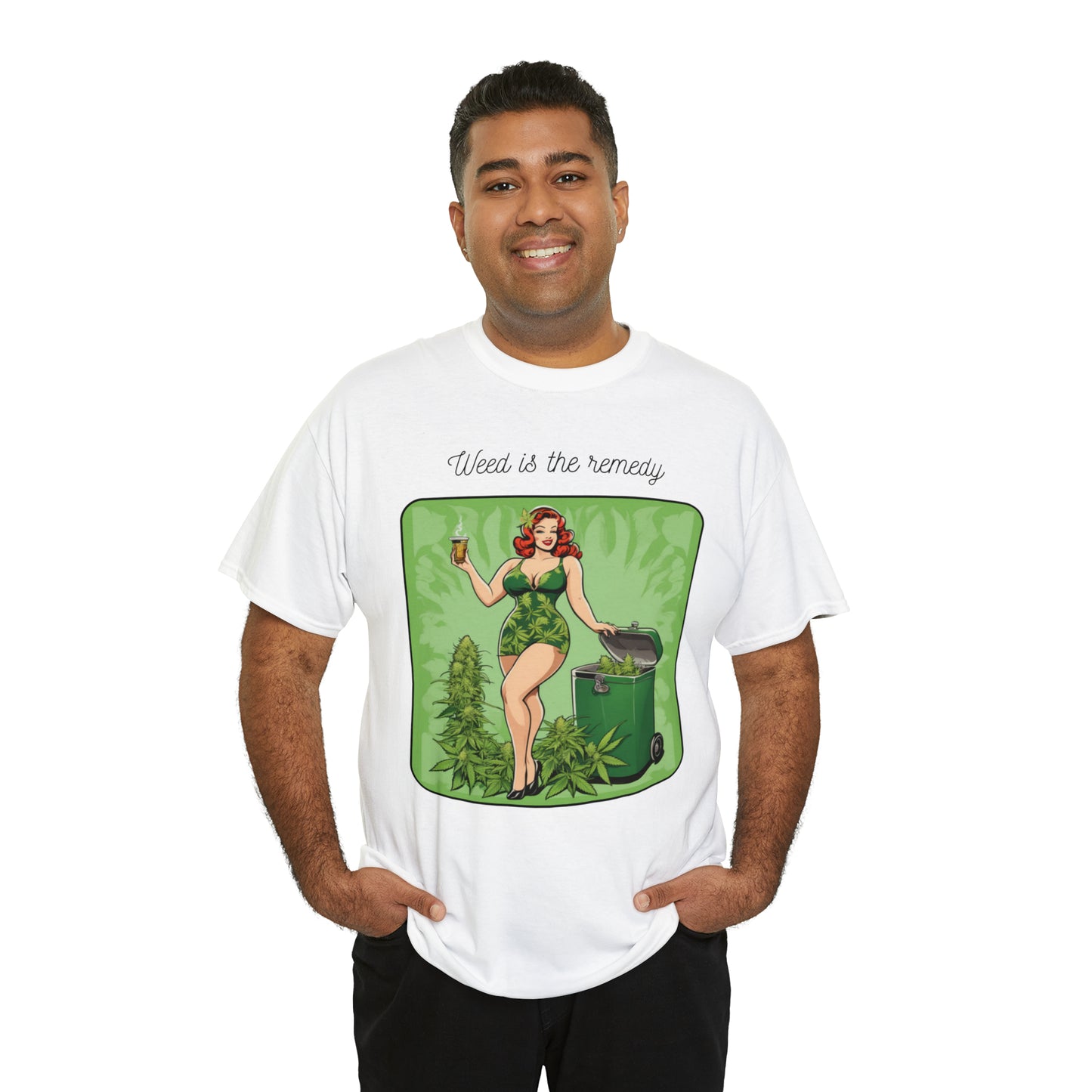 Unisex Heavy Cotton Tee Cannabis Enthusiast Series No. 24 Weed is The Remedy