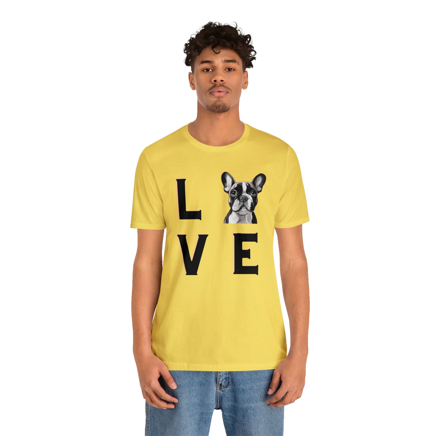 Frenchie Puppy LOVE Unisex Jersey Short Sleeve Tee