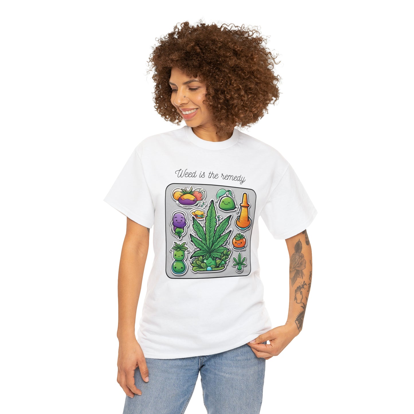 Unisex Heavy Cotton Tee Cannabis Enthusiast Series No. 21 Weed is The Remedy