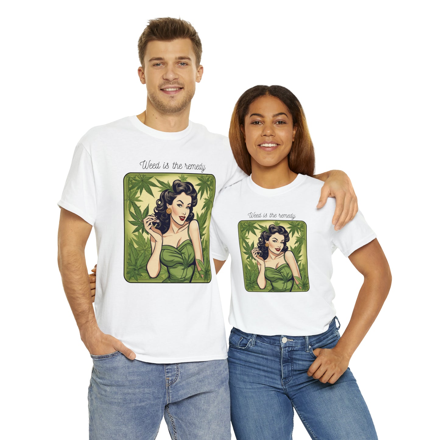 Unisex Heavy Cotton Tee Cannabis Enthusiast Series No. 23 Weed is The Remedy