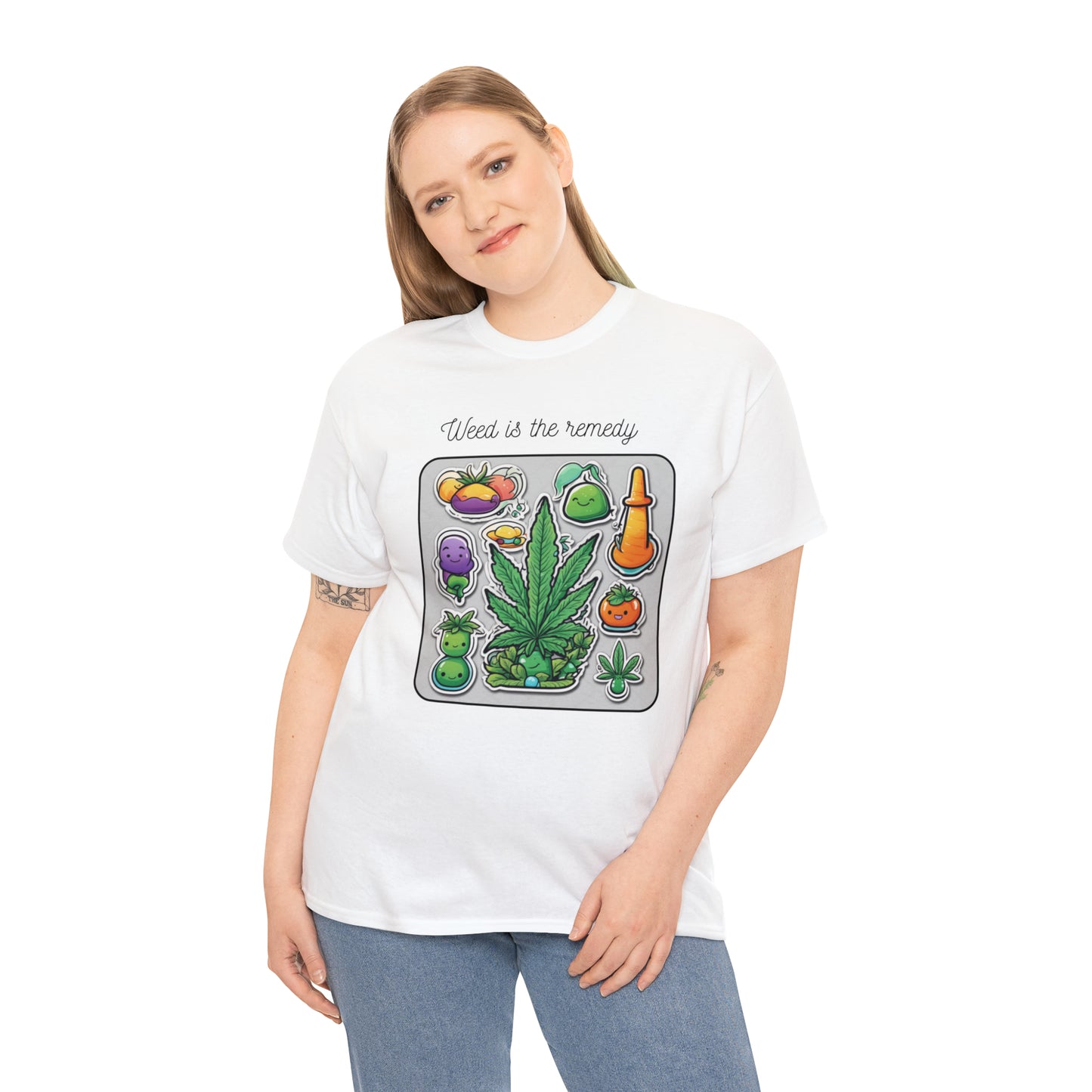 Unisex Heavy Cotton Tee Cannabis Enthusiast Series No. 21 Weed is The Remedy