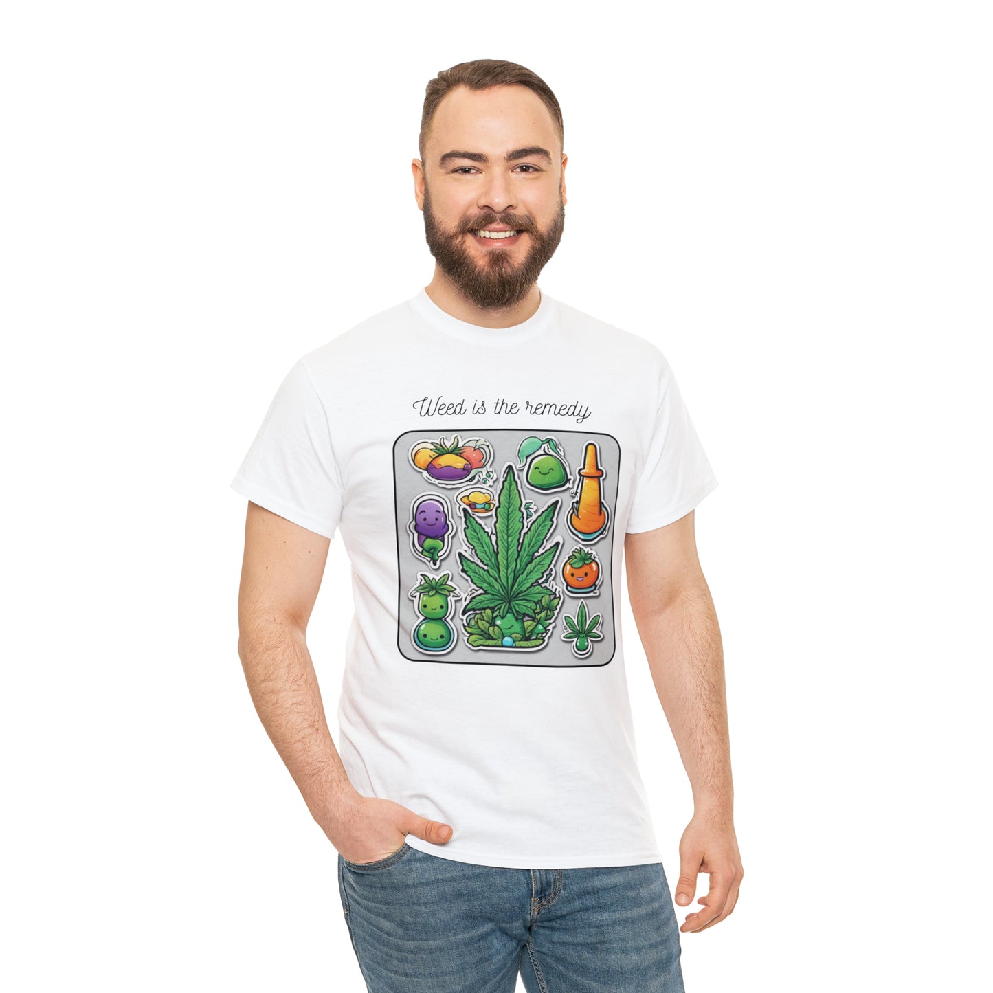 Unisex Heavy Cotton Tee Cannabis Enthusiast Series No. 21 Weed is The Remedy