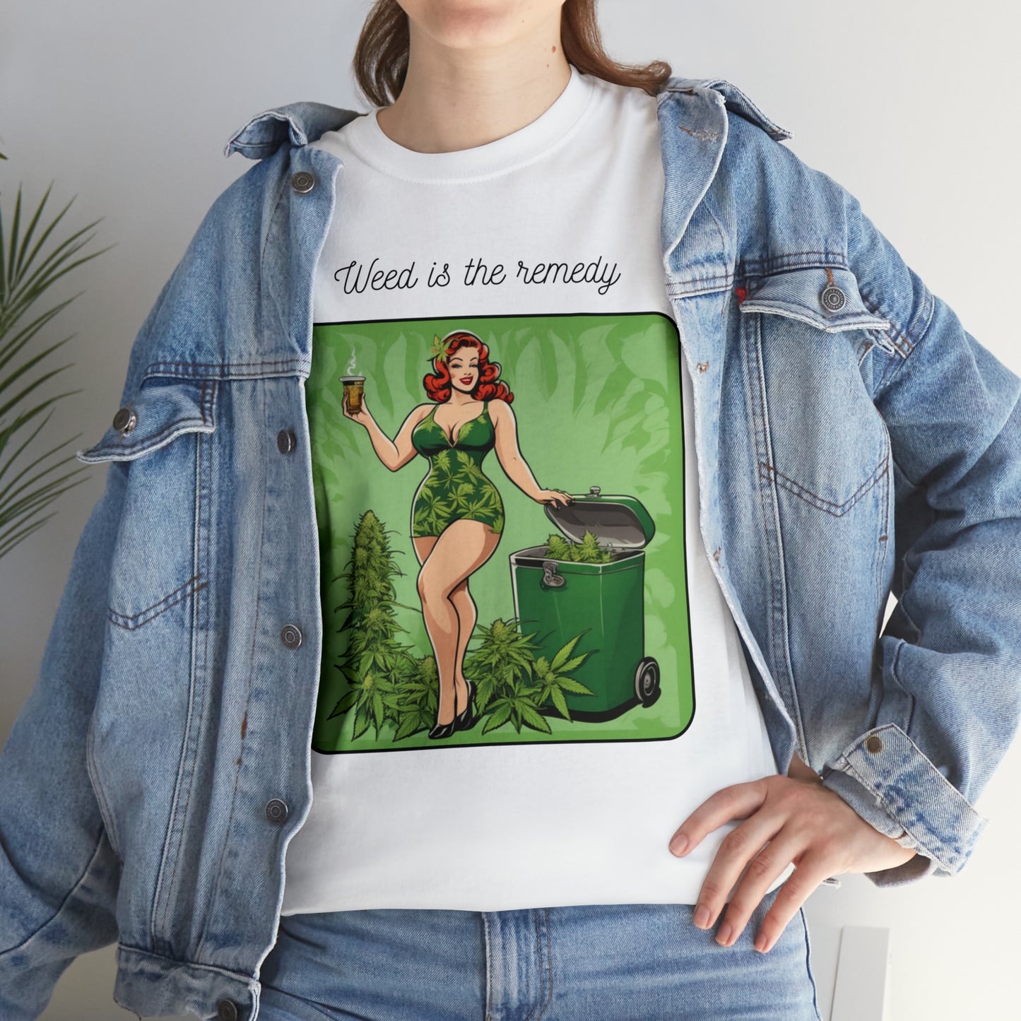 Unisex Heavy Cotton Tee Cannabis Enthusiast Series No. 24 Weed is The Remedy