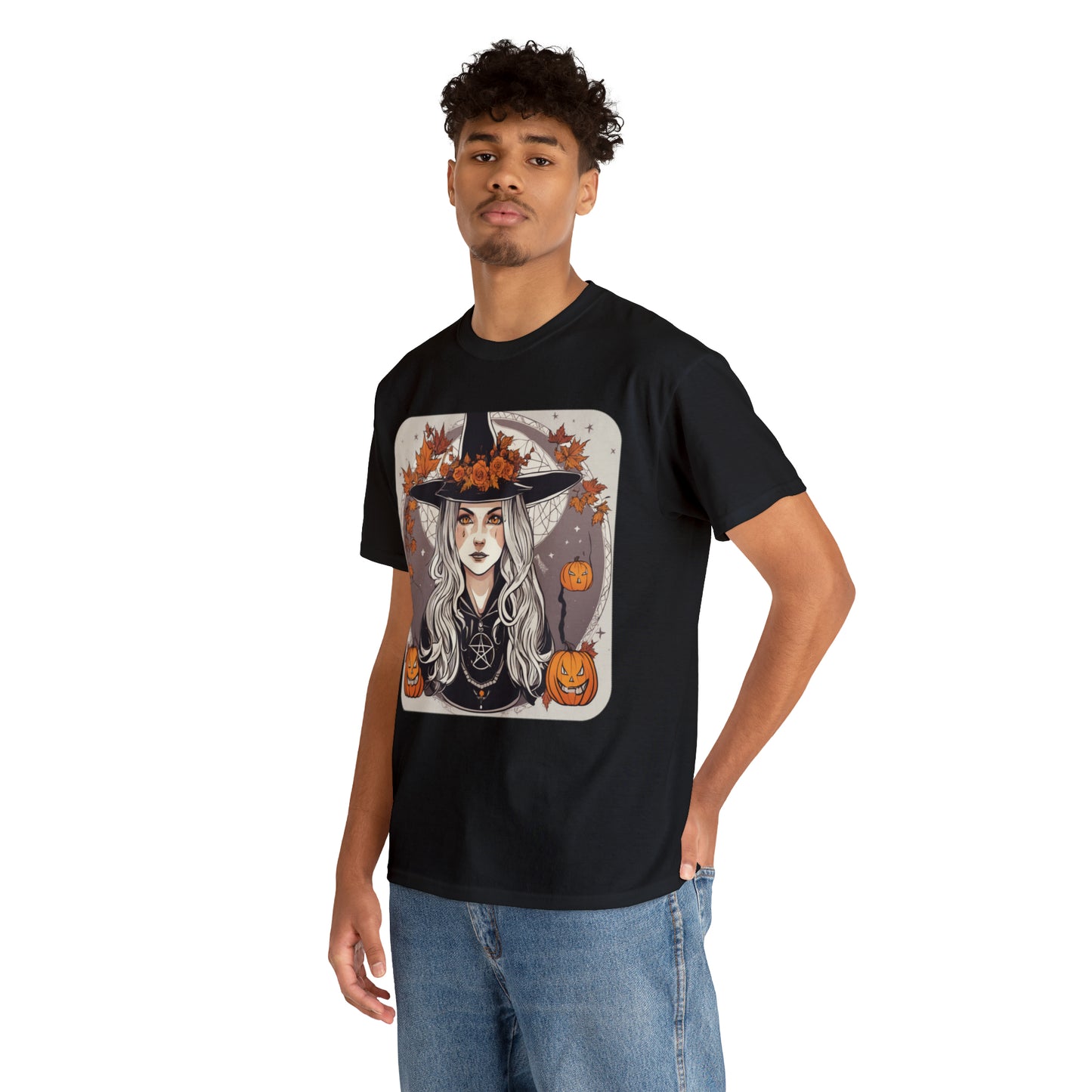 Unisex Heavy Cotton Tee Halloween Witch Pumpkin