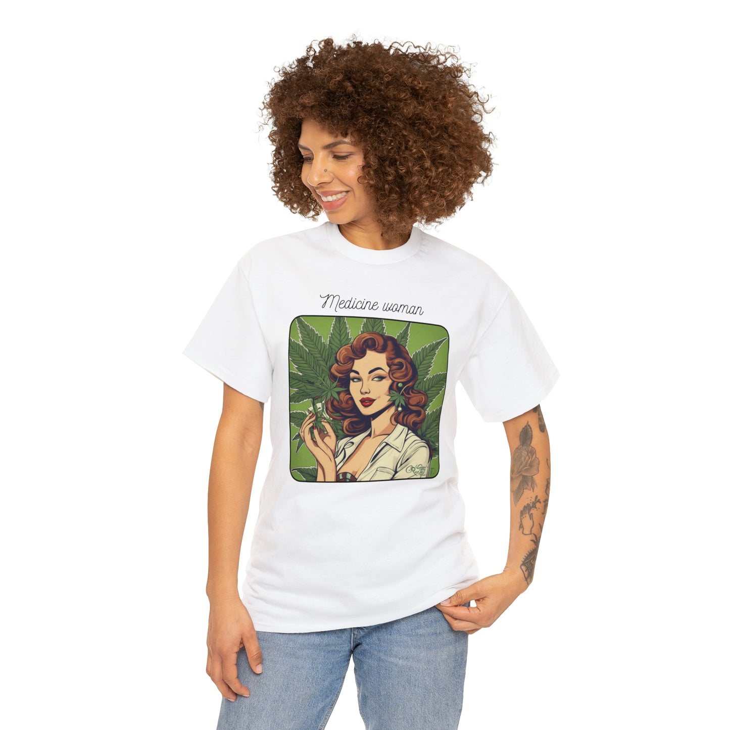 Unisex Heavy Cotton Tee Cannabis Enthusiast Medicine Woman Series No. 10