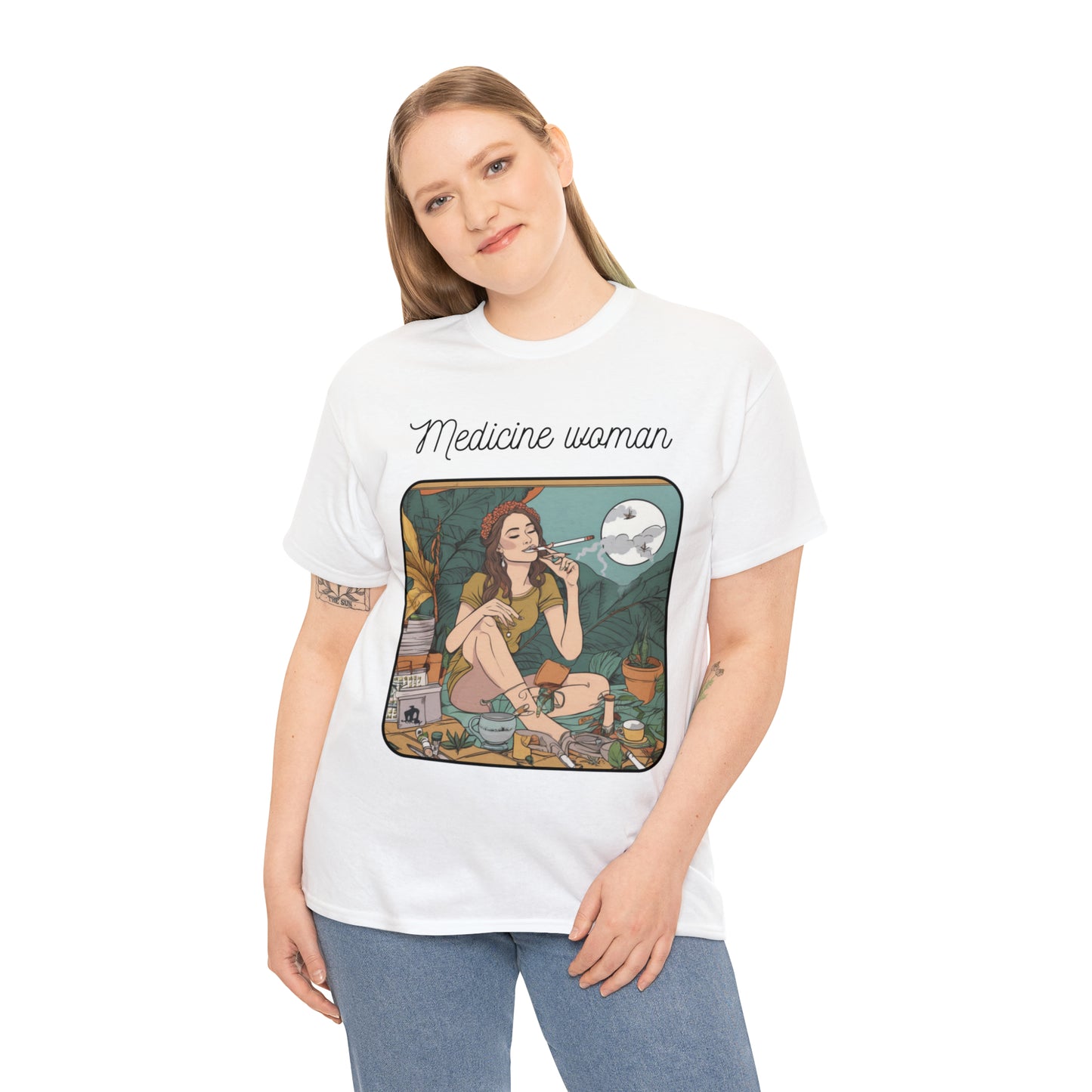 Unisex Heavy Cotton Tee Cannabis Enthusiast Medicine Woman Series No. 2