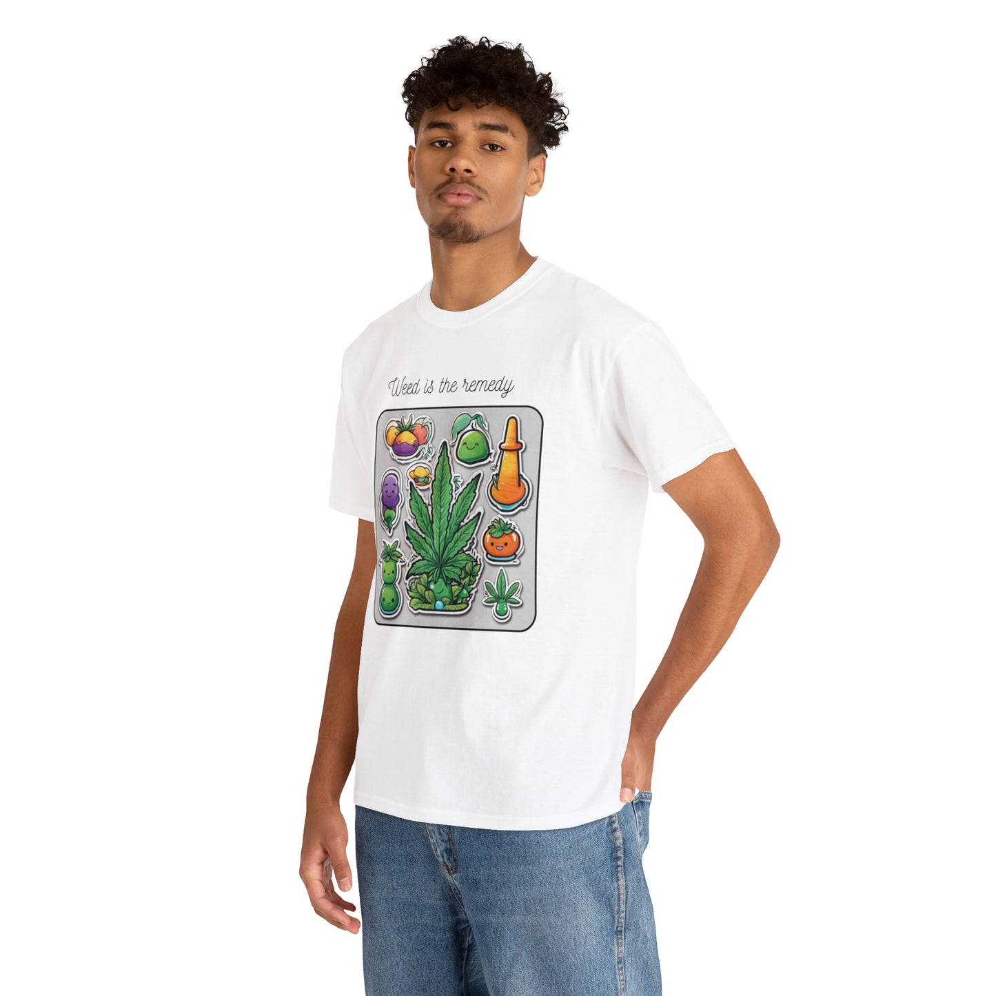 Unisex Heavy Cotton Tee Cannabis Enthusiast Series No. 21 Weed is The Remedy