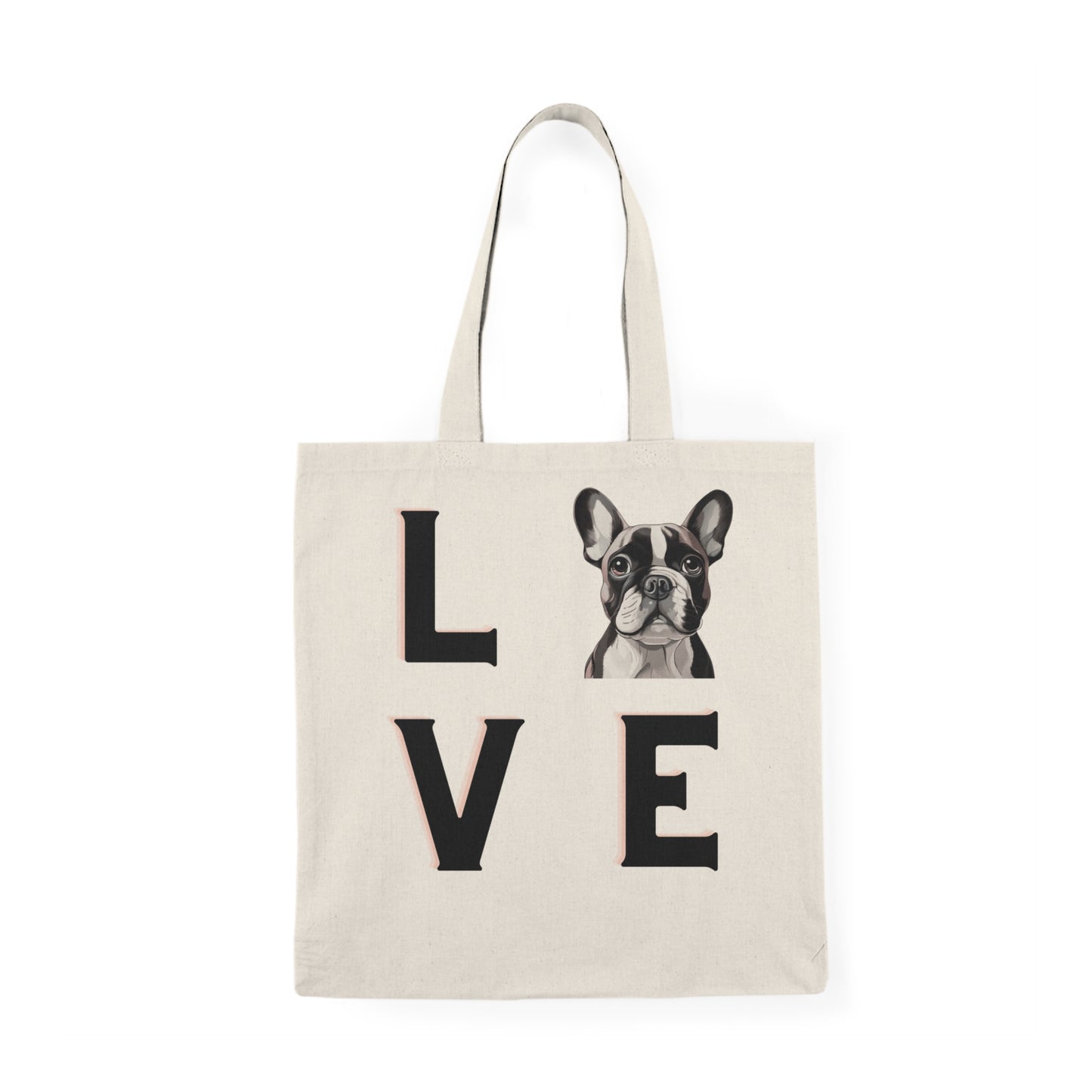 Frenchie Puppy LOVE Natural Tote Bag