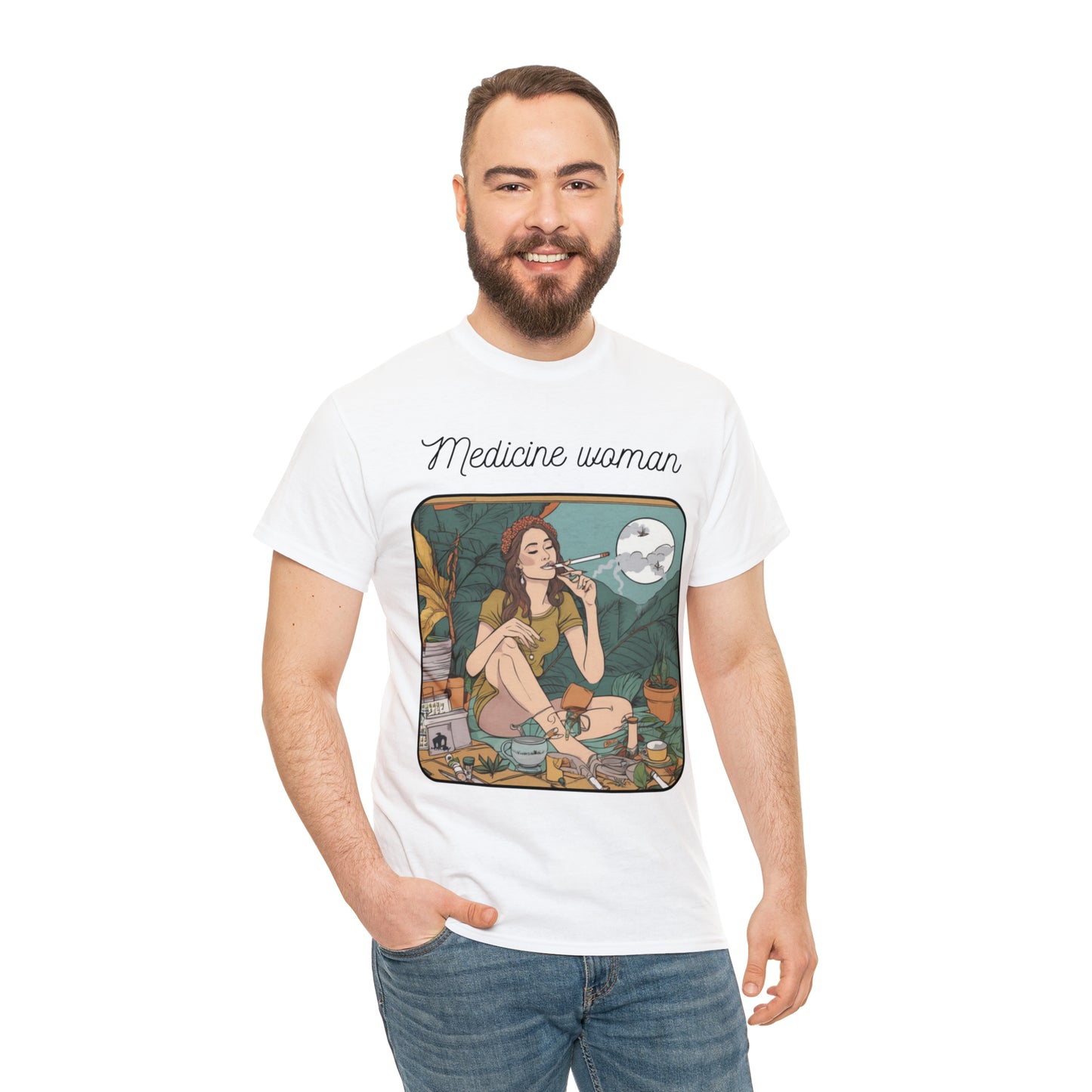 Unisex Heavy Cotton Tee Cannabis Enthusiast Medicine Woman Series No. 2