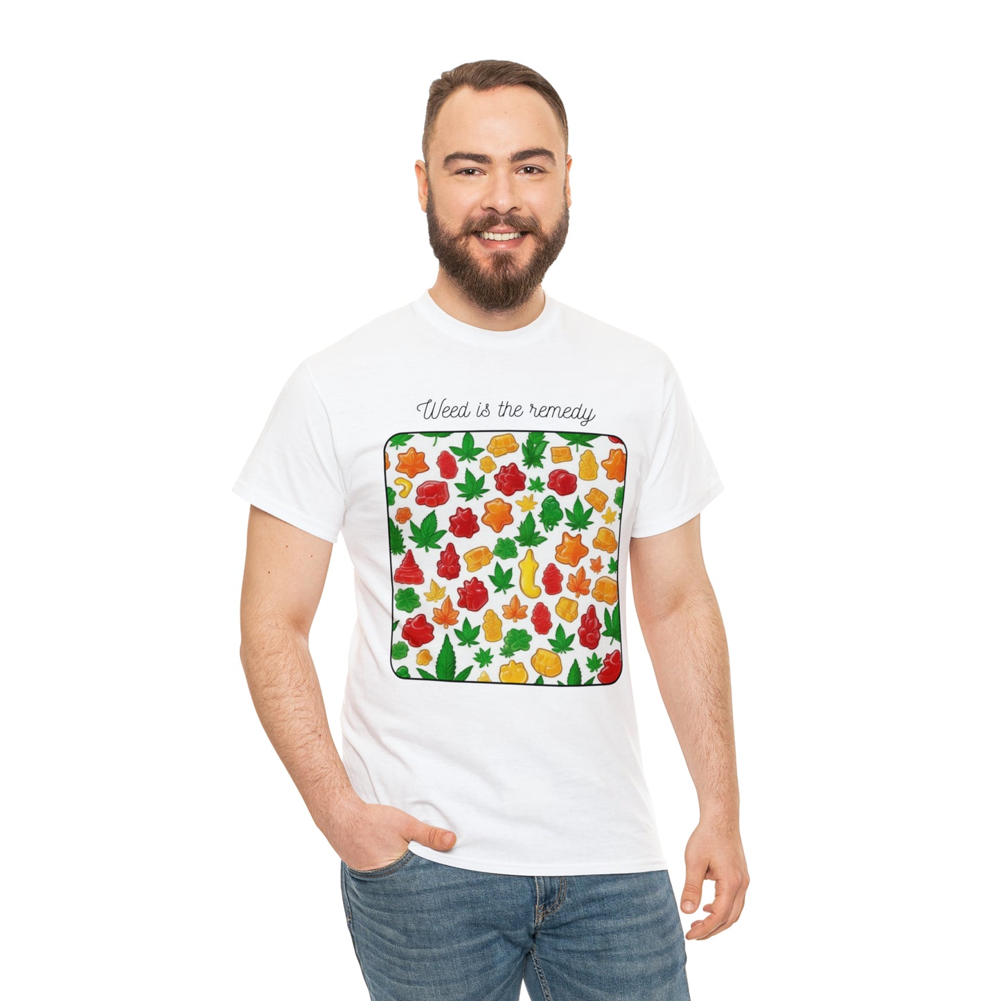 Unisex Heavy Cotton Tee Cannabis Enthusiast Series No. 20 Weed is The Remedy