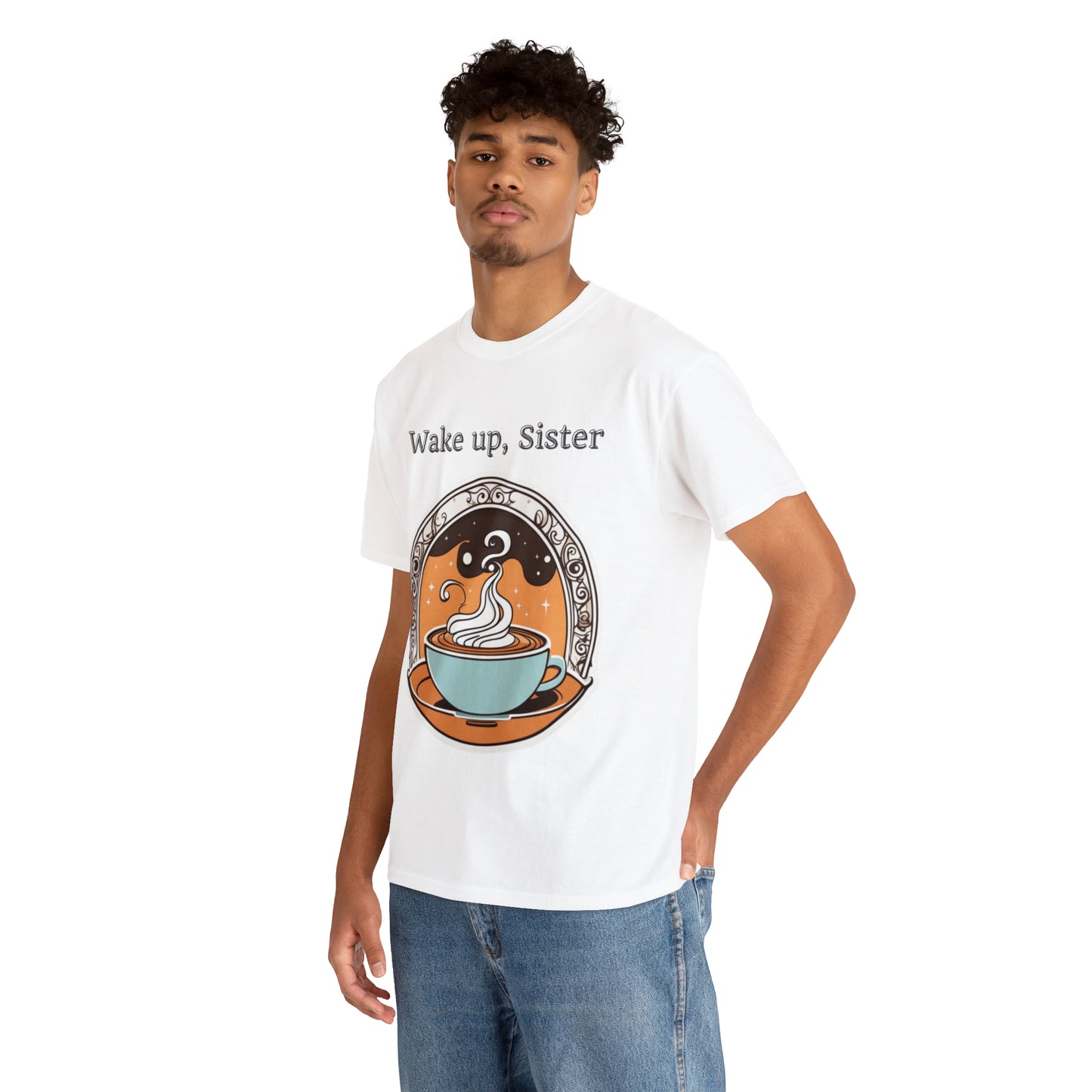 Unisex Heavy Cotton Tee Wake Up, Sister Brew