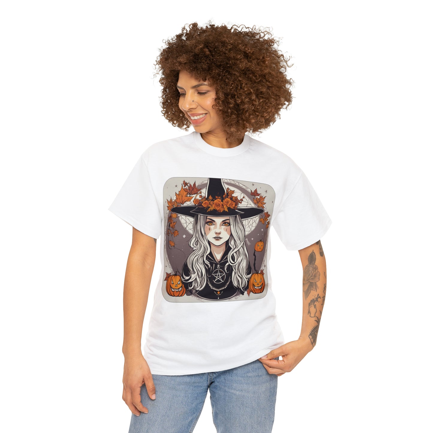 Unisex Heavy Cotton Tee Halloween Witch Pumpkin