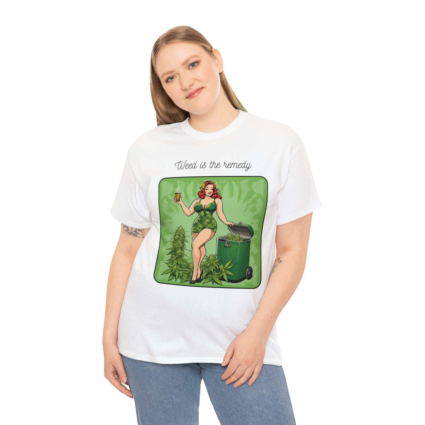 Unisex Heavy Cotton Tee Cannabis Enthusiast Series No. 24 Weed is The Remedy