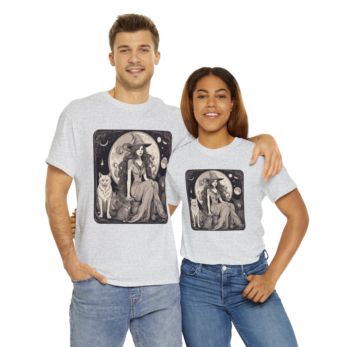 Unisex Heavy Cotton Tee Witchy Vibes and Familiars
