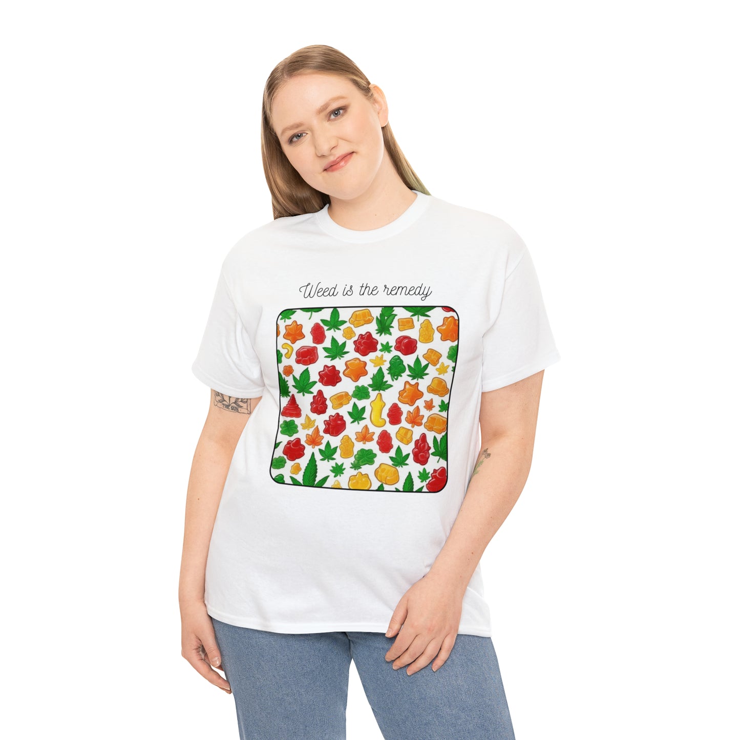 Unisex Heavy Cotton Tee Cannabis Enthusiast Series No. 20 Weed is The Remedy