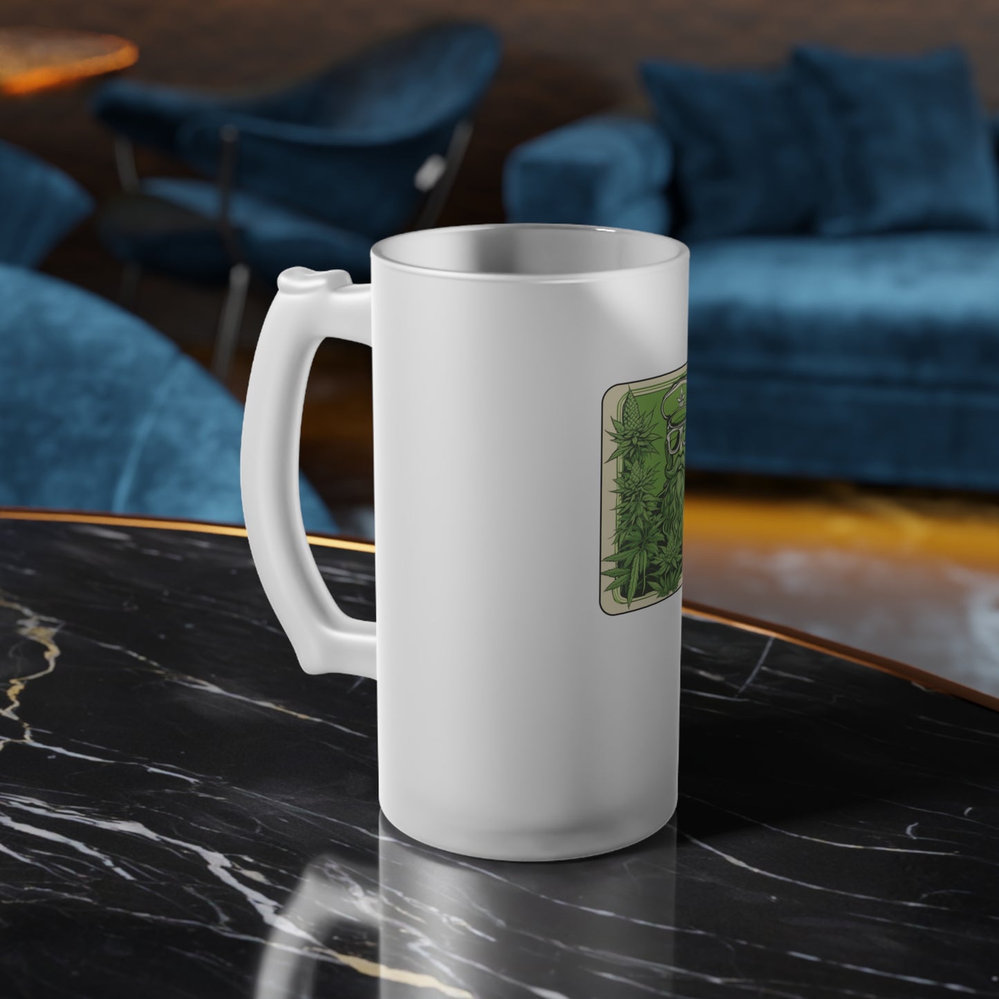 Frosted Glass Beer Mug Cannabis Enthusiast Series