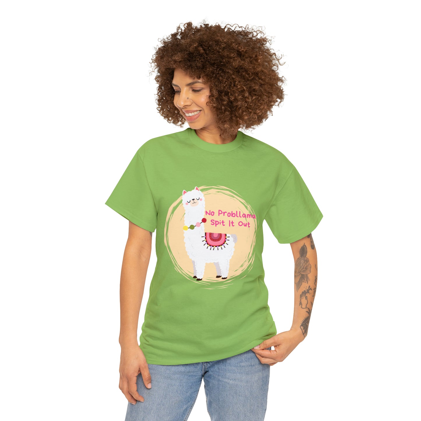 No Probllama Spit It Out Graphic Tshirt Unisex Heavy Cotton Tee
