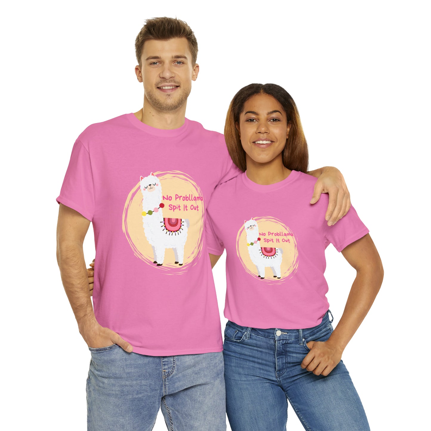 No Probllama Spit It Out Graphic Tshirt Unisex Heavy Cotton Tee