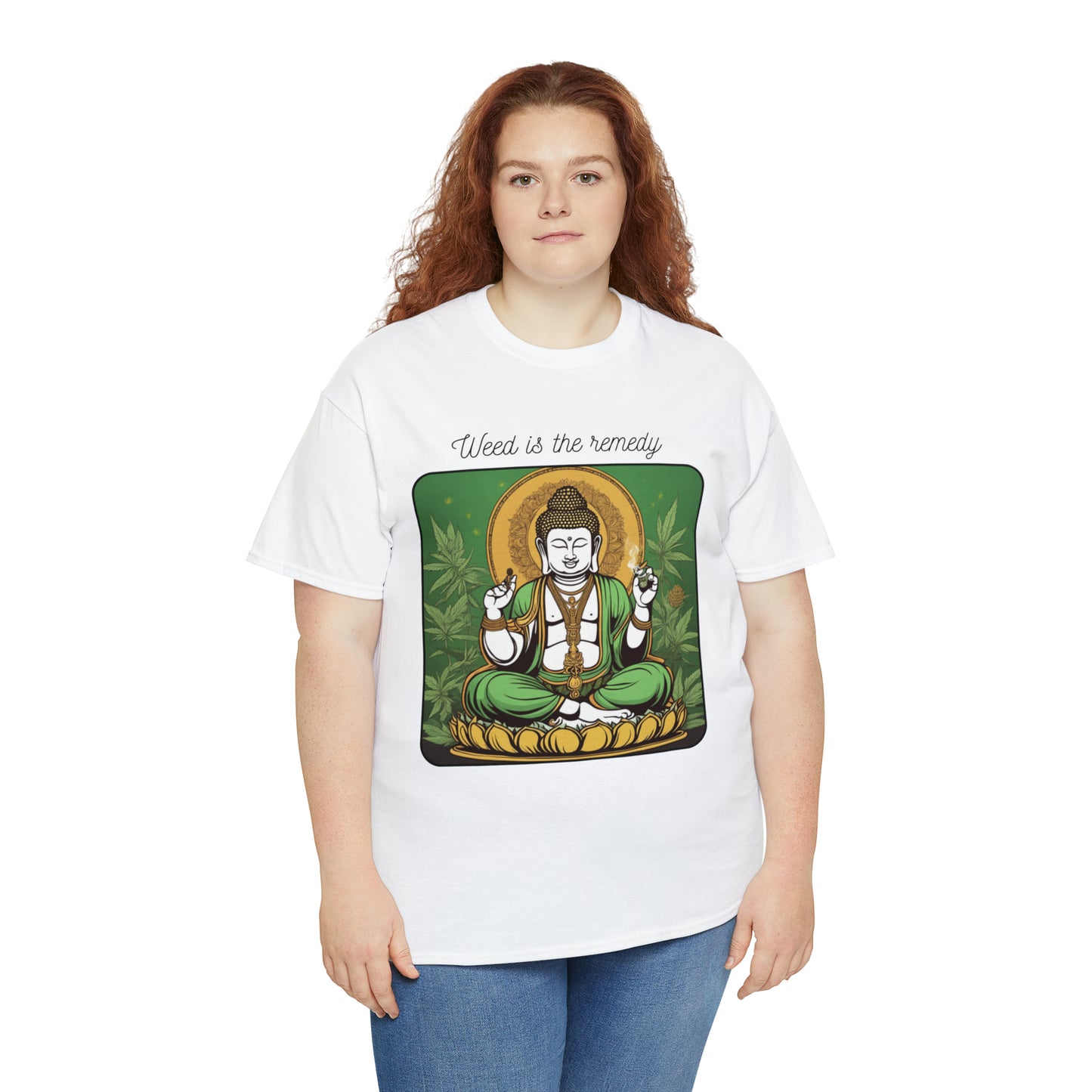 Unisex Heavy Cotton Tee Cannabis Enthusiast Series No. 18 Weed is The Remedy