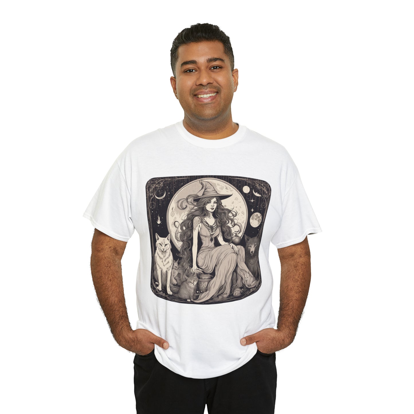 Unisex Heavy Cotton Tee Witchy Vibes and Familiars