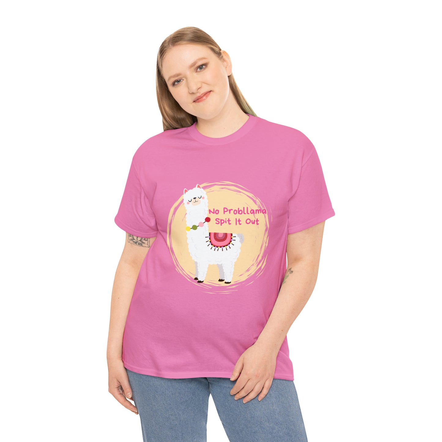 No Probllama Spit It Out Graphic Tshirt Unisex Heavy Cotton Tee