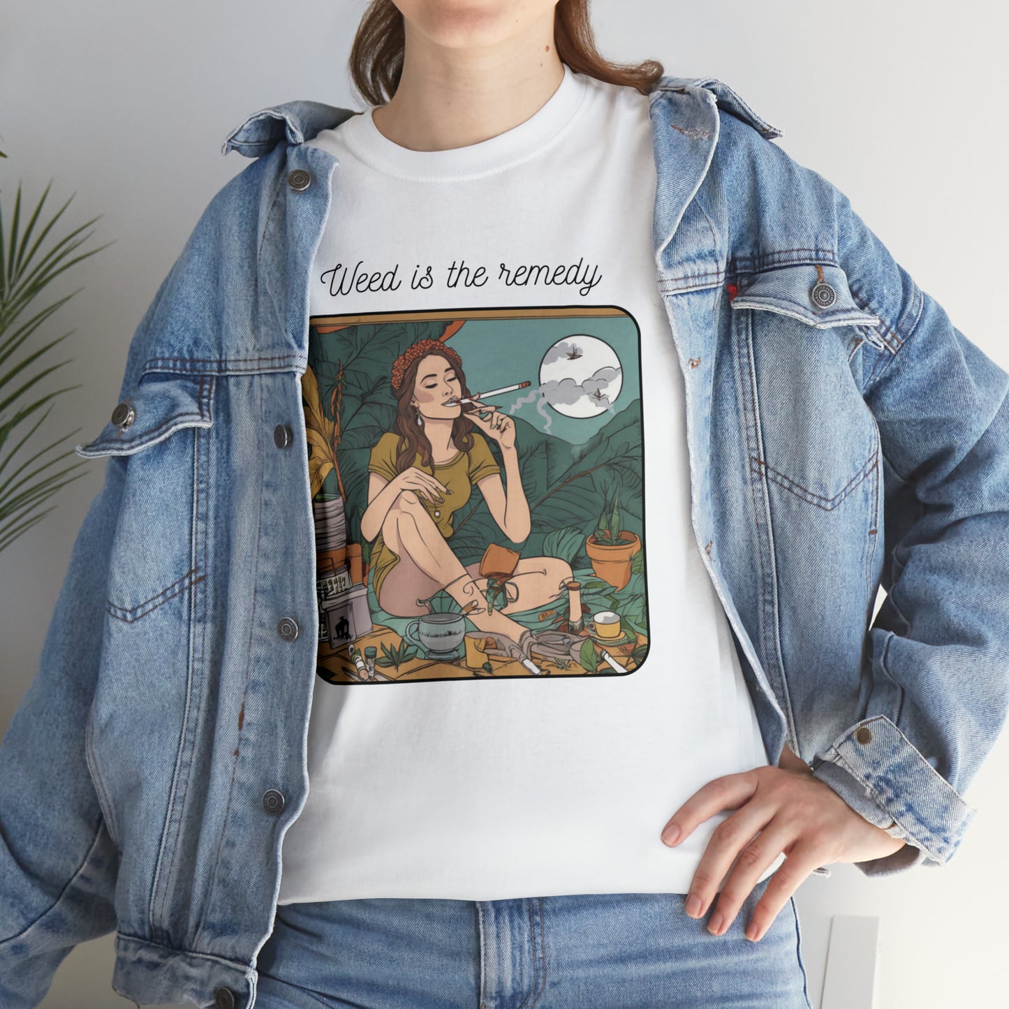 Unisex Heavy Cotton Tee Cannabis Enthusiast Series No. 14 Weed is The Remedy