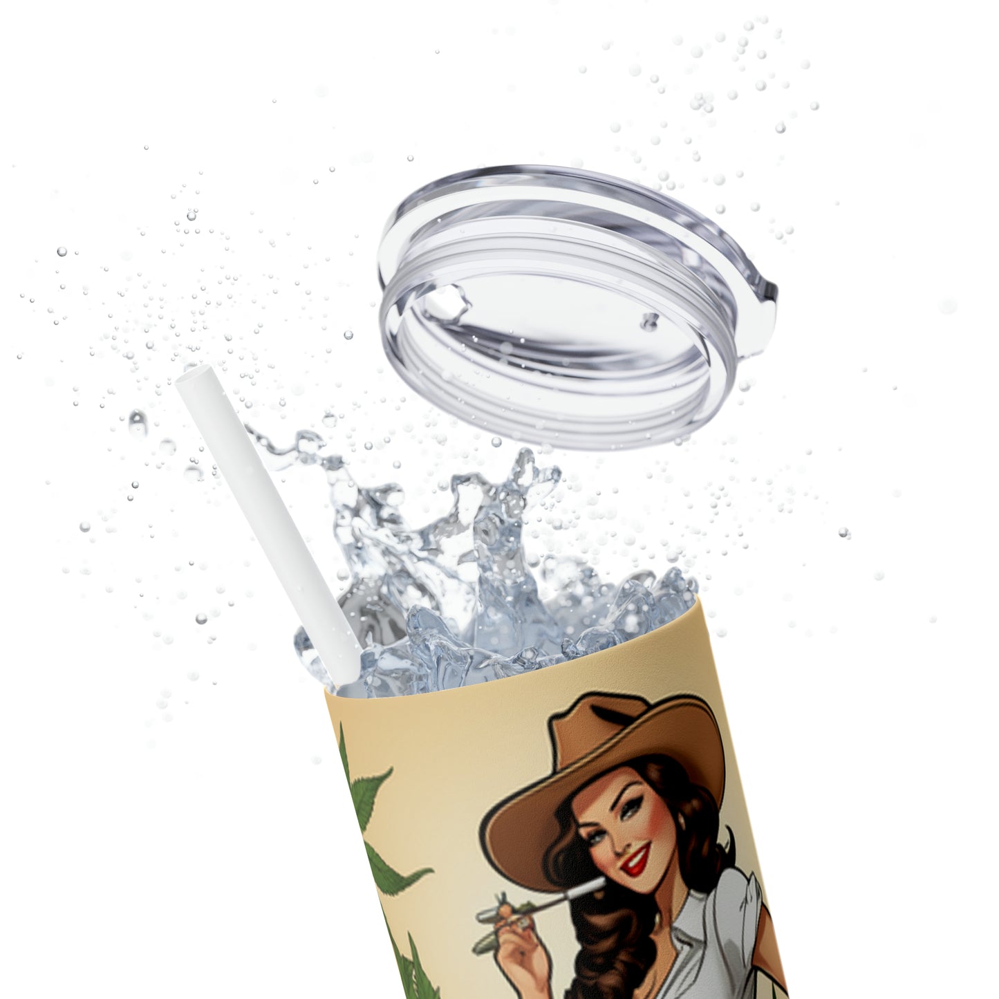 Skinny Tumbler with Straw, 20oz Cannabis Enthusiast Series