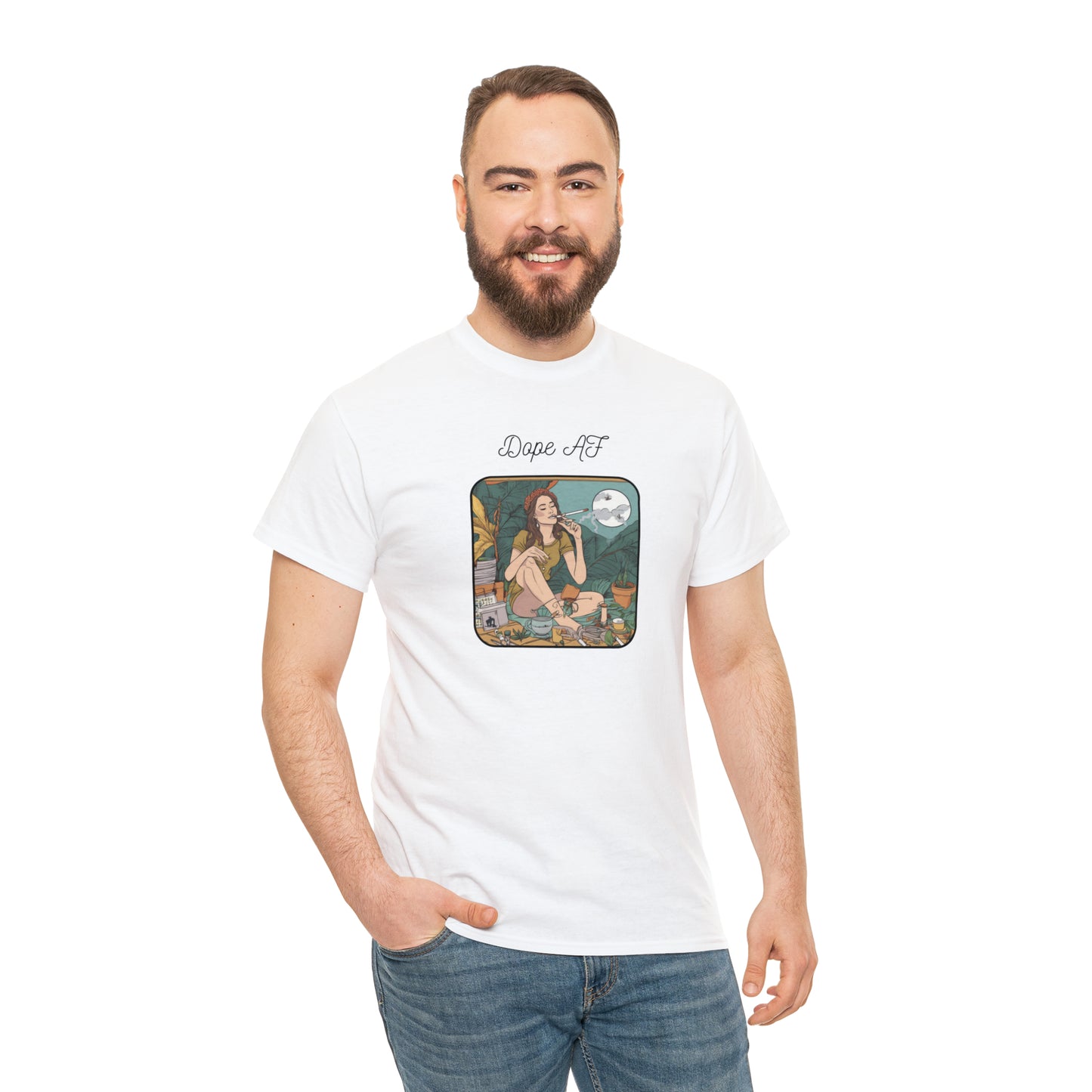 Unisex Heavy Cotton Tee Cannabis Enthusiast Series Dope AF