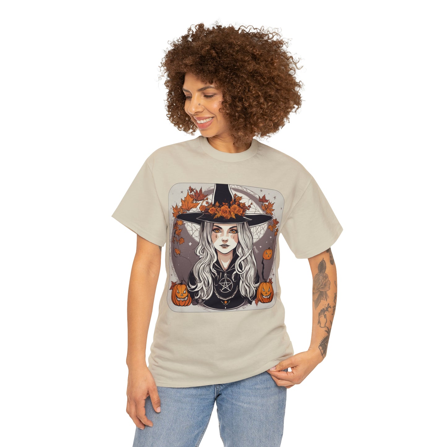 Unisex Heavy Cotton Tee Halloween Witch Pumpkin