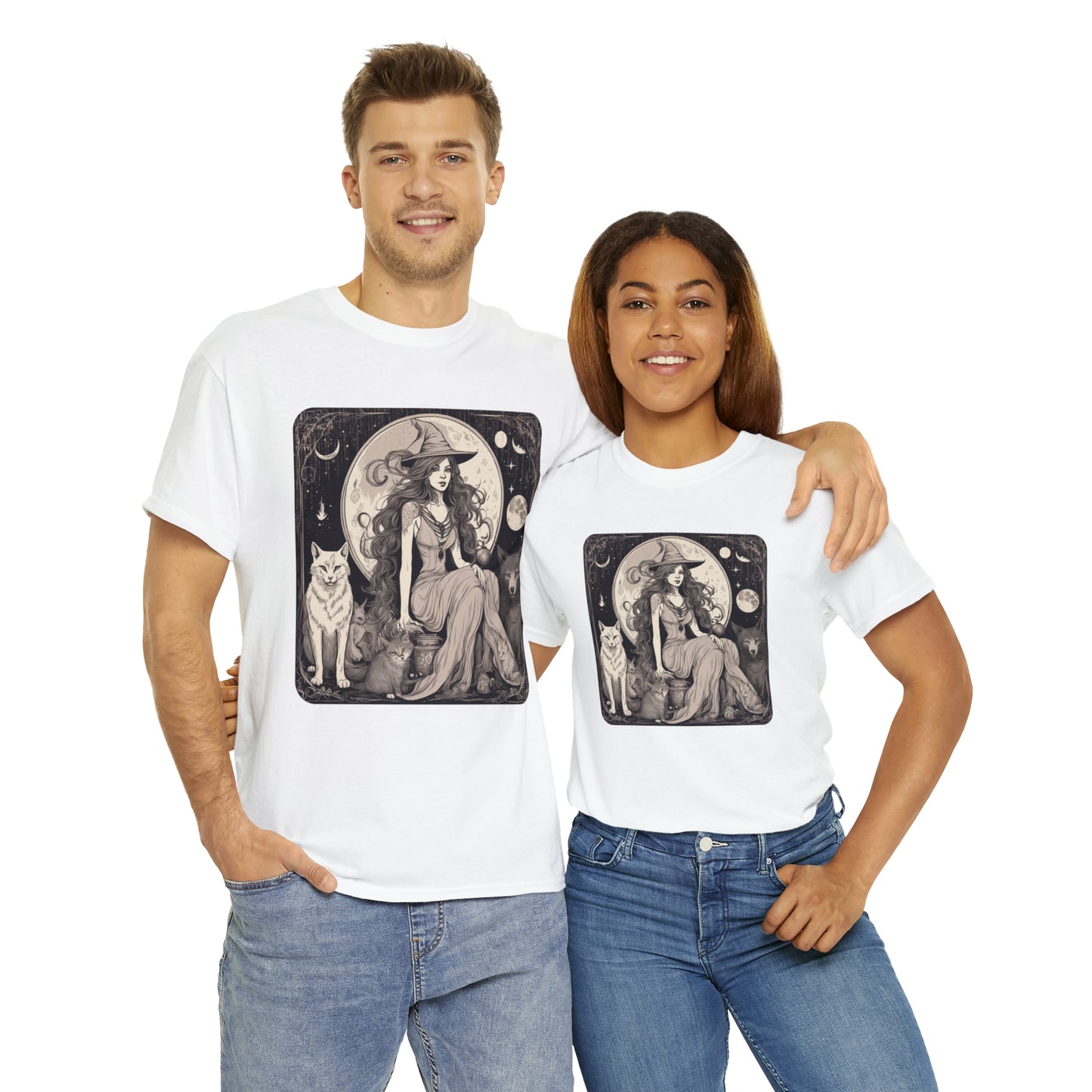 Unisex Heavy Cotton Tee Witchy Vibes and Familiars