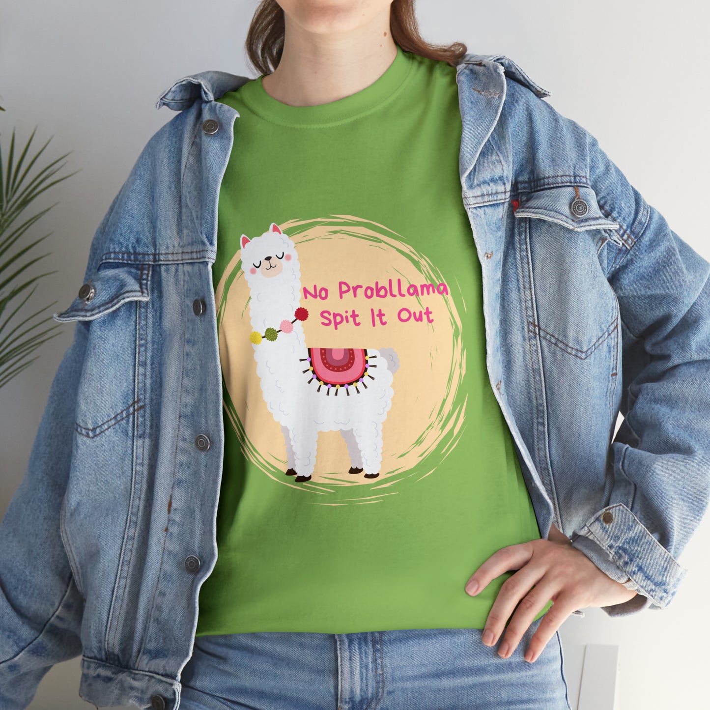 No Probllama Spit It Out Graphic Tshirt Unisex Heavy Cotton Tee
